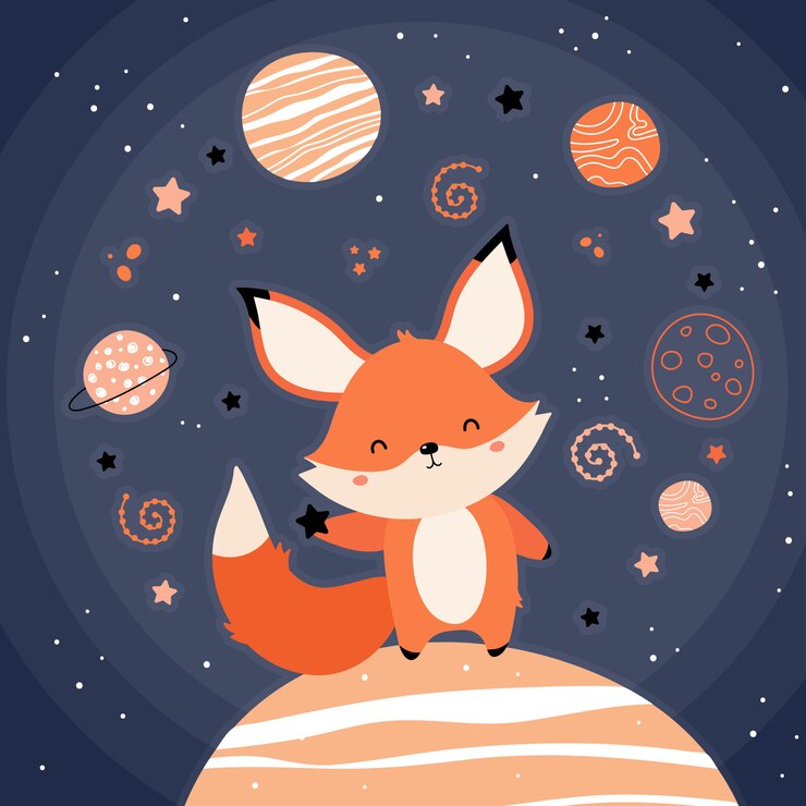 Renard roux mignon dans l&#39;espace