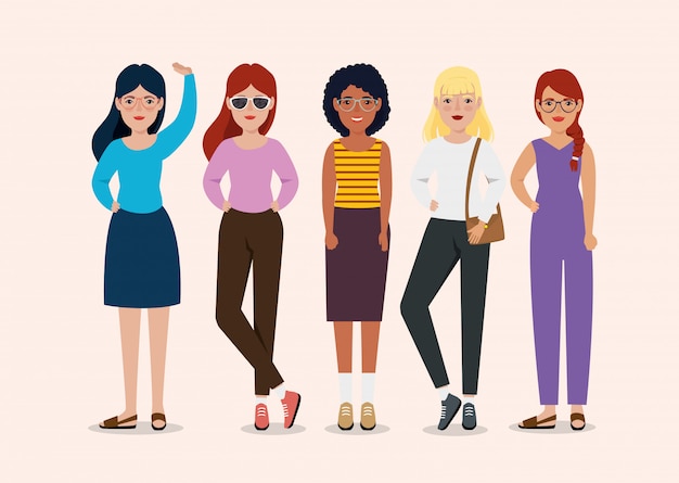 Rencontre de belles femmes debout personnage avatar