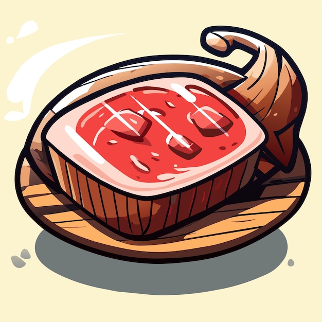 Vecteur rencontre steak dessiné à la main plat élégant autocollant de dessin animé icône concept illustration isolée