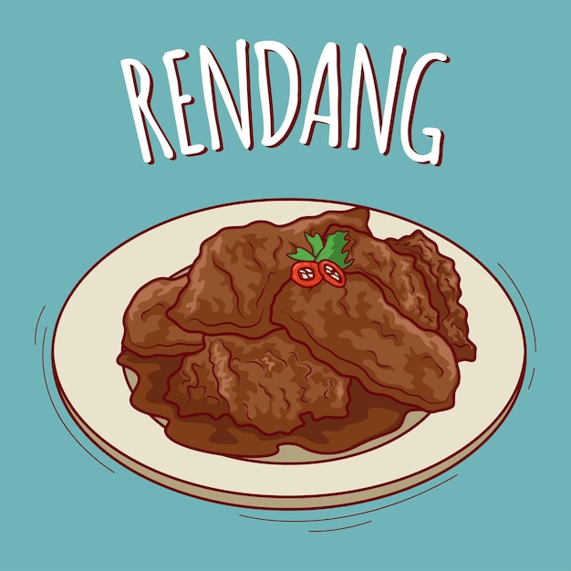 Rendang Illustration Cuisine Indonésienne Avec Style Cartoon