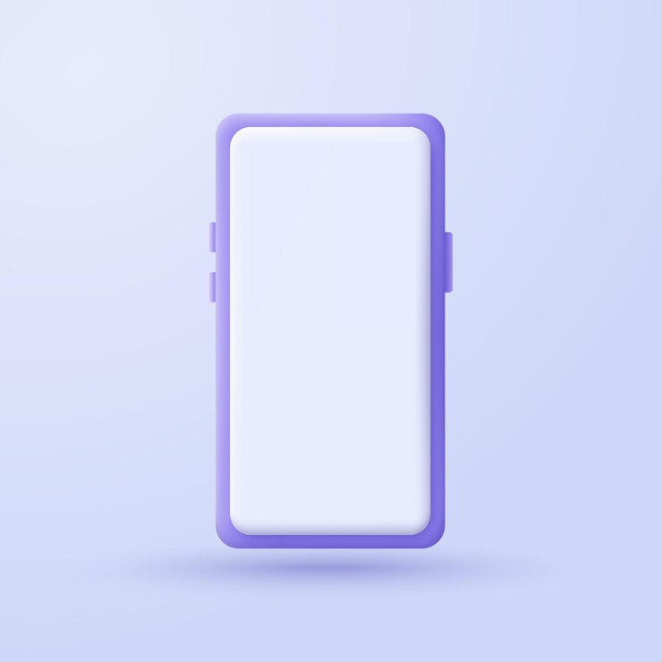 Vecteur render 3d modèle de smartphone avec écran blanc vide illustration vectorielle de couleur pourpre minimaliste de téléphone portable 3d