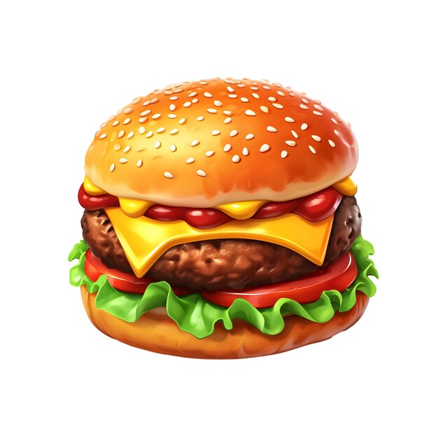 Vecteur rendering 3d d'un burger isolé sur un fond blanc