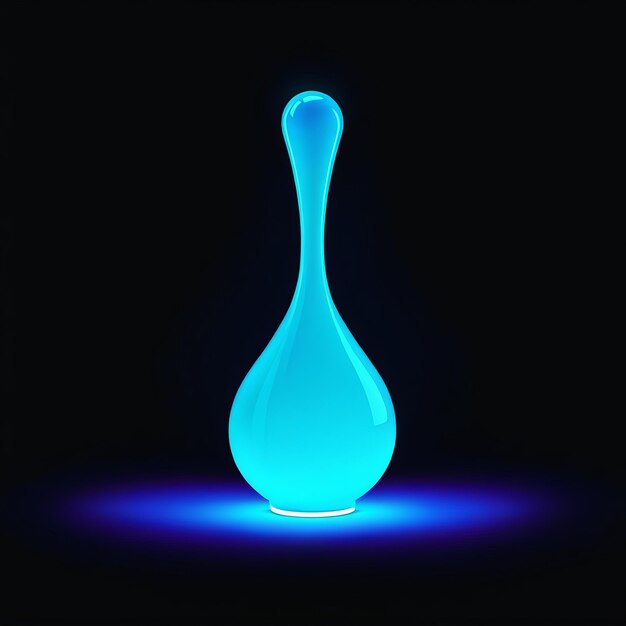 Vecteur rendering 3d d'un verre bleu lumineux avec un fond noir rendering 4d d'une glace bleue lumineuse