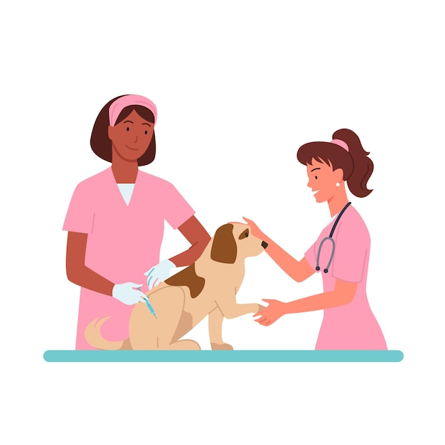 Vecteur rendez-vous de chien patient à l'illustration vectorielle de clinique vétérinaire