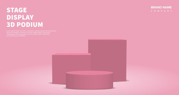 Rendu 3d Du Vecteur D'affichage Du Produit Avec Podium Rose. Abstrait Rose Avec Plate-forme De Scène Géométrique Aux Couleurs Pastel. Concept D'entreprise