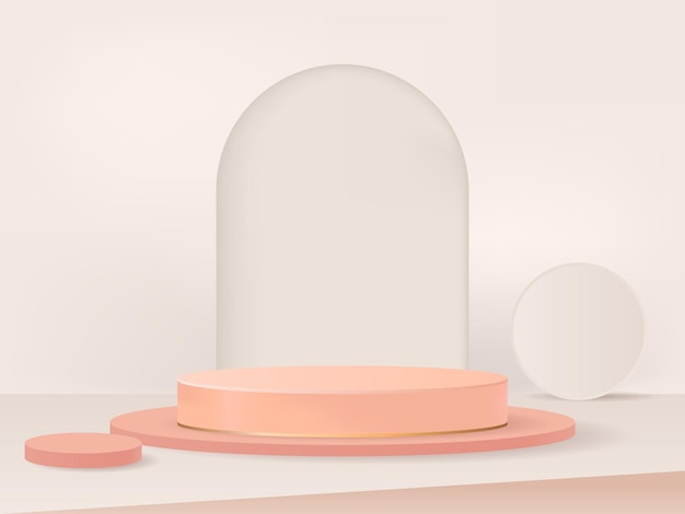 Rendu 3d vectoriel avec podium pour montrer les produits cosmétiques Vitrine de scène