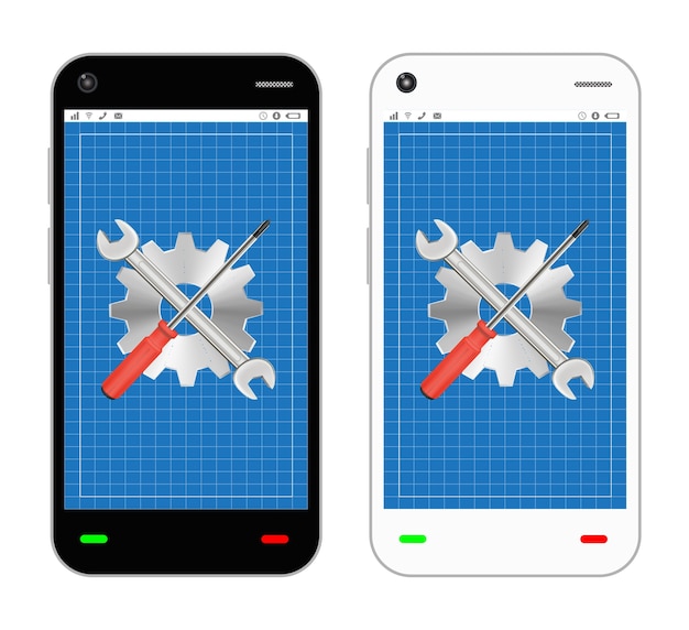 Vecteur réparer le logo sur l'écran du smartphone