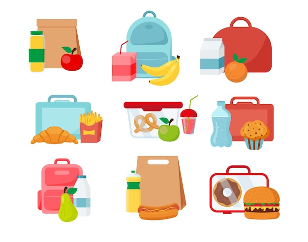 Repas et collation des boîtes de nourriture pour le déjeuner scolaire