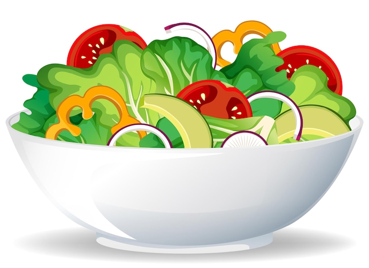 Vecteur repas sain avec saladier de légumes frais