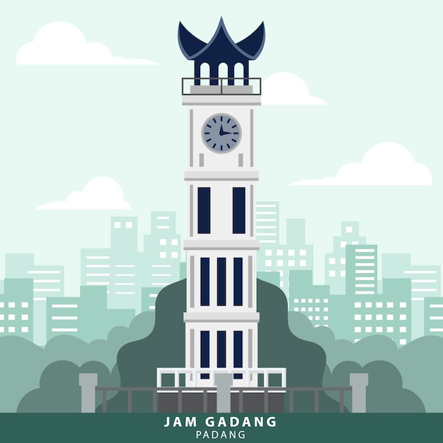 Vecteur repère indonésie padang jam gadang