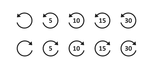 Répéter l'icône de flèche Recharger le symbole 5 10 15 30 secondes Réinitialiser le signe dans le vecteur plat