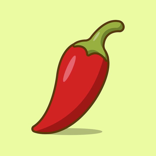 Représentation en dessin animé d'un piment rouge isolé sous forme vectorielle