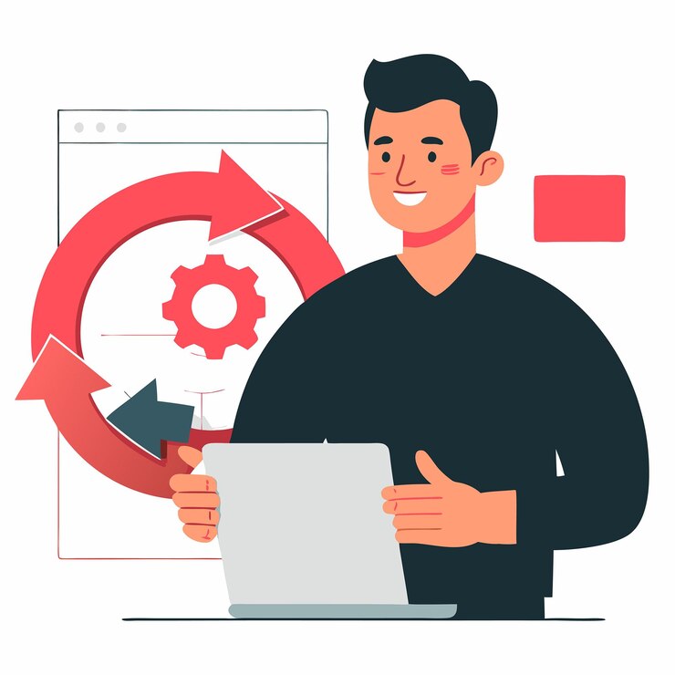 Vecteur représentation illustrative de la méthodologie agile et du cycle de gestion de projet