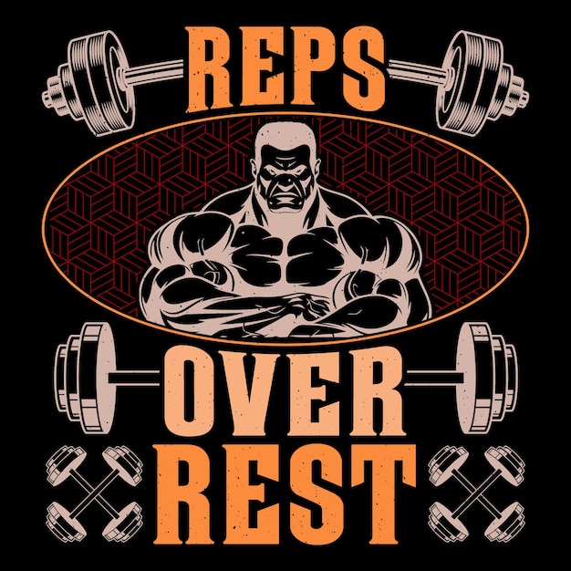 Vecteur reps over rest gym fitness tshirt design graphique vectoriel la vie au gymnase