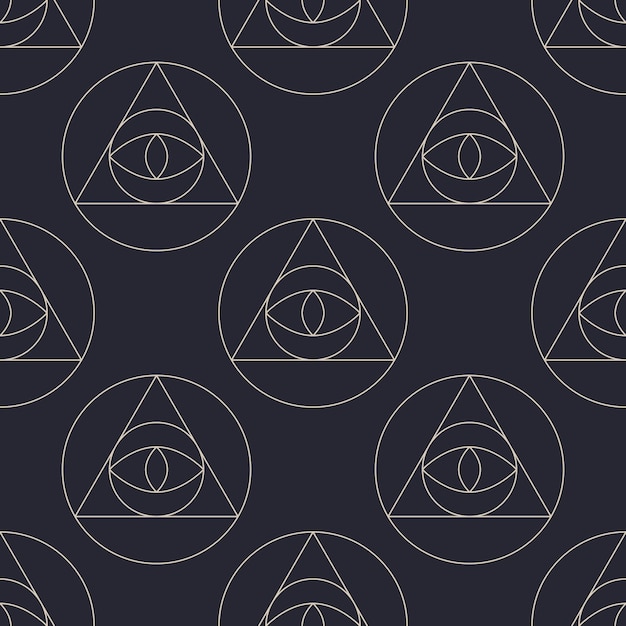 Reptilian Eye of Providence Line Art Seamless Pattern Vector Abstract Background