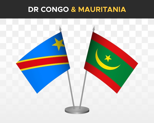 République démocratique du Congo DR vs mauritanie maquette de drapeaux de bureau illustration vectorielle 3d isolée