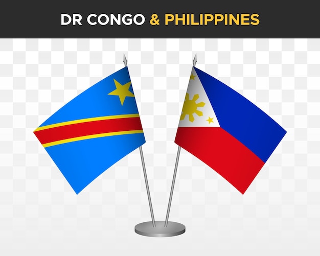 République Démocratique Du Congo Dr Vs Philippines Maquette De Drapeaux De Bureau Illustration Vectorielle 3d Isolée