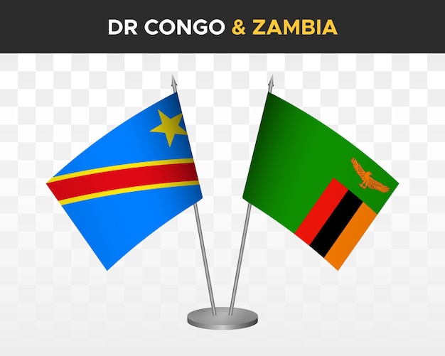 République Démocratique Du Congo Dr Vs Zambie Maquette De Drapeaux De Bureau Illustration Vectorielle 3d Isolée