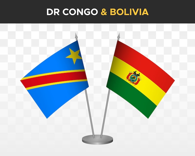 République démocratique du Congo RD vs bolivie maquette de drapeaux de bureau illustration vectorielle 3d isolée
