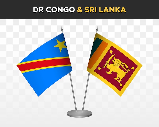 République démocratique du Congo RD vs sri lanka drapeaux de bureau maquette isolé illustration vectorielle 3d