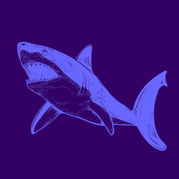 Vecteur requin brille dans l'illustration de couleur sombre