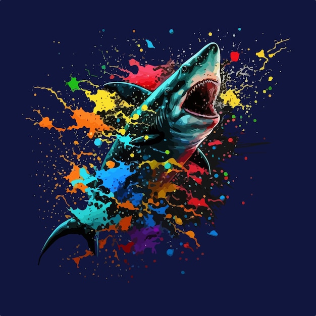 Vecteur requin coloré dans un style pop art