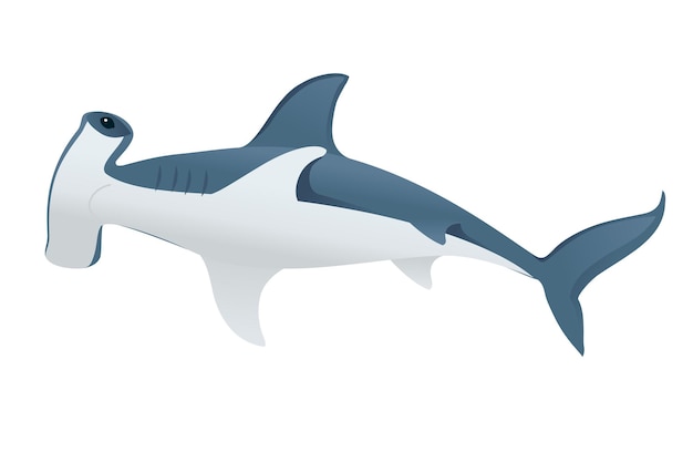 Requin-marteau animal géant sous-marin conception de personnage de dessin animé simple illustration vectorielle plane isolée sur fond blanc