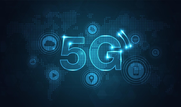 Réseau 5G Internet sans fil Connexion Wifi concept de réseau de communication Haut débit à large bande