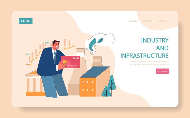 Vecteur le réseau de l'industrie et de l'infrastructure équilibre la croissance économique avec des pratiques respectueuses de l'environnement