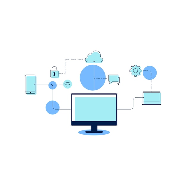 Réseau informatique Vector icon design illustration Template