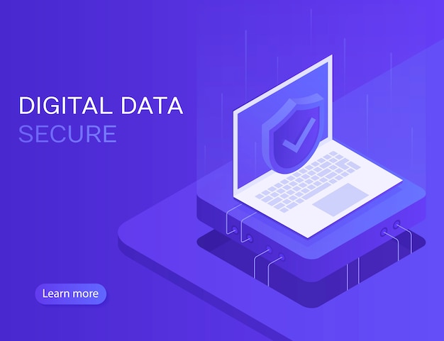 Réseau De Sécurité. Accès Personnel Et Protection De L'ordinateur Portable.bannière Sécurisée De Données Numériques. Illustration Isométrique 3d Moderne