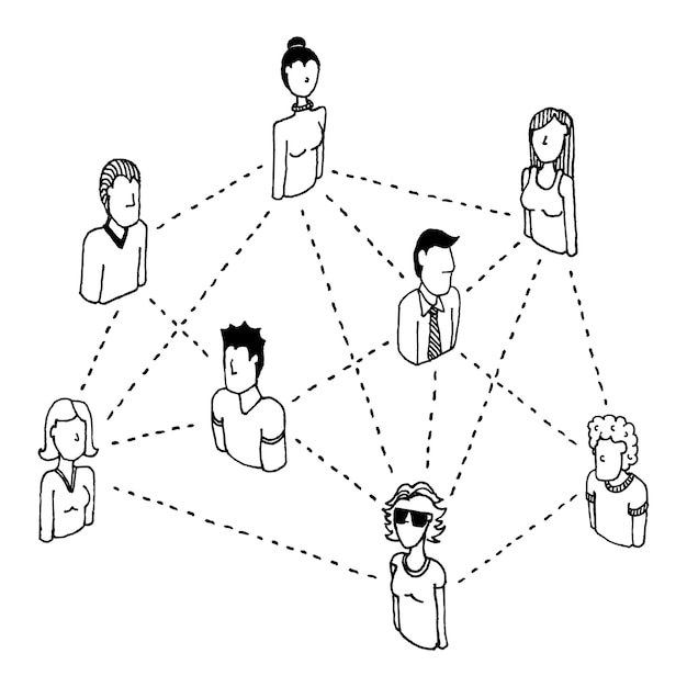 Vecteur réseau social reliant les relations interpersonnelles 2