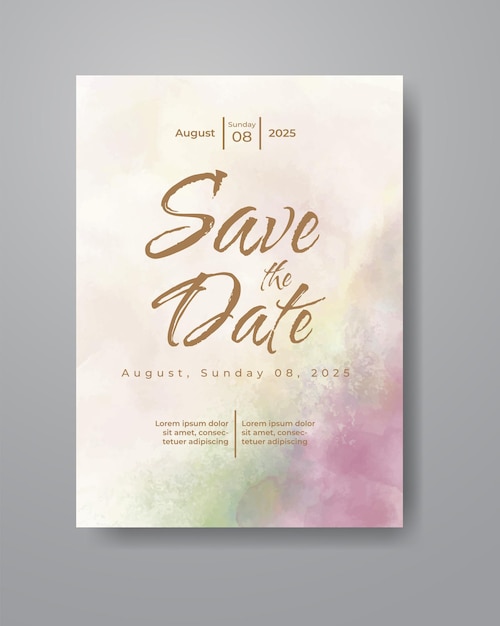 Réservez La Date Avec Un Fond Aquarelle. Conception Pour Votre Invitation.