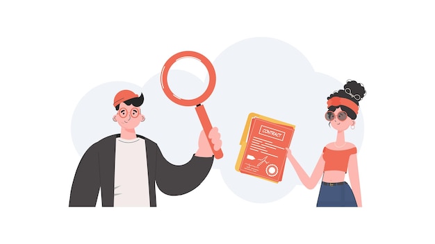 Le responsable des ressources humaines embauche une personne. Les personnages sont représentés au concept de marketing d'entreprise à la taille. Illustration vectorielle dans un style plat