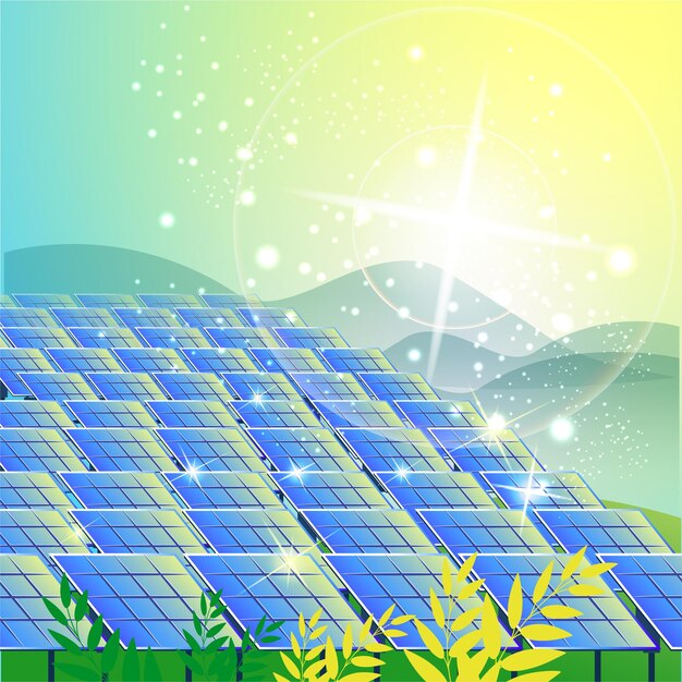 Ressource d'électricité provenant d'un panneau solaire une image d'un panel solaire avec le soleil qui brille dessus