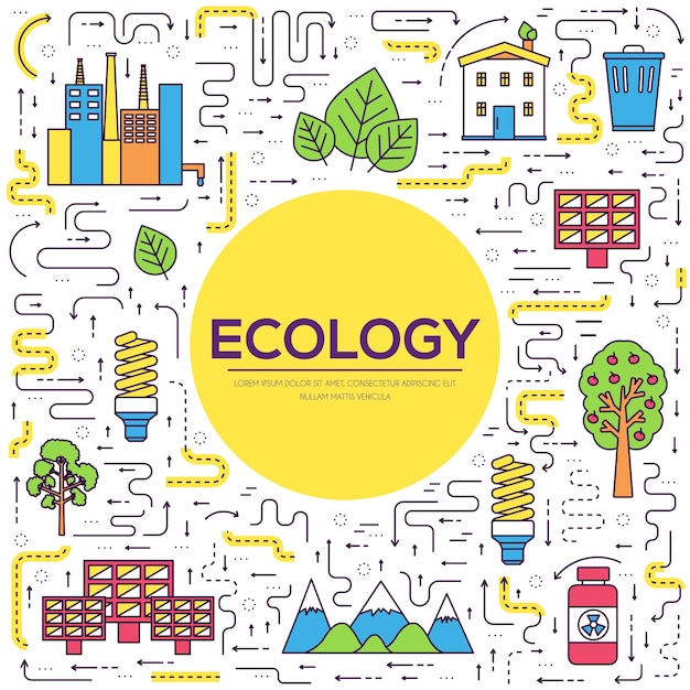 Ressources Naturelles Minces. Chemin Infographique De L'écologie à L'énergie Propre. Icônes Sur Blanc Isolé.