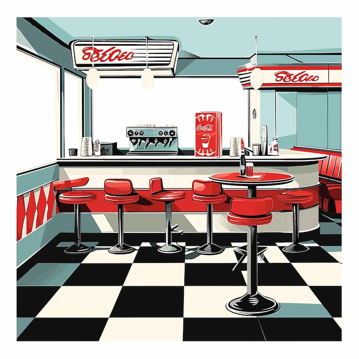 Vecteur le restaurant américain rétro 2