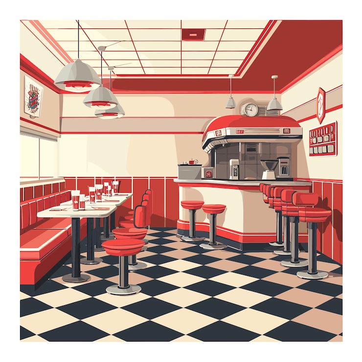 Vecteur le restaurant américain retro 3