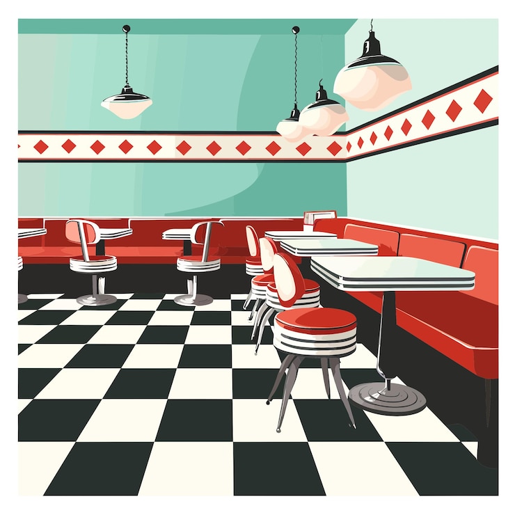Vecteur le restaurant américain retro 4