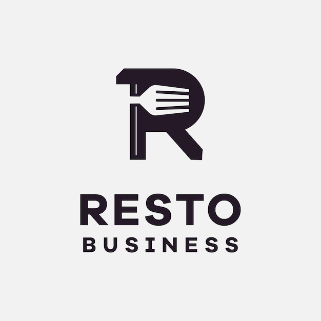 Restaurant ou fourchette et création du logo R initial