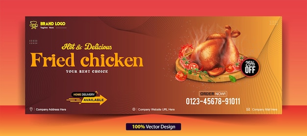 Vecteur restaurant nourriture poulet frit facebook médias sociaux web bannière couverture modèle de conception vecteur eps