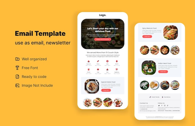 Restaurants, hôtels, pour magasin d'alimentation Newsletter et e-mail
