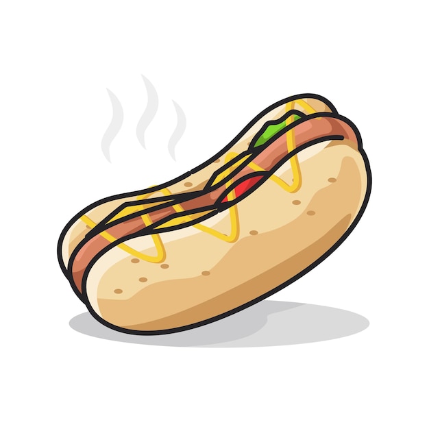 Restauration rapide de hot-dog avec des saucisses dans une jolie illustration d'art en ligne