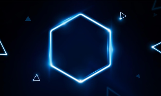 Résumé Affiche colorée moderne pour le sport Technologie d'éclairage et avec hexagone et triangles néon Hitech concept de communication innovation fond conception vectorielle