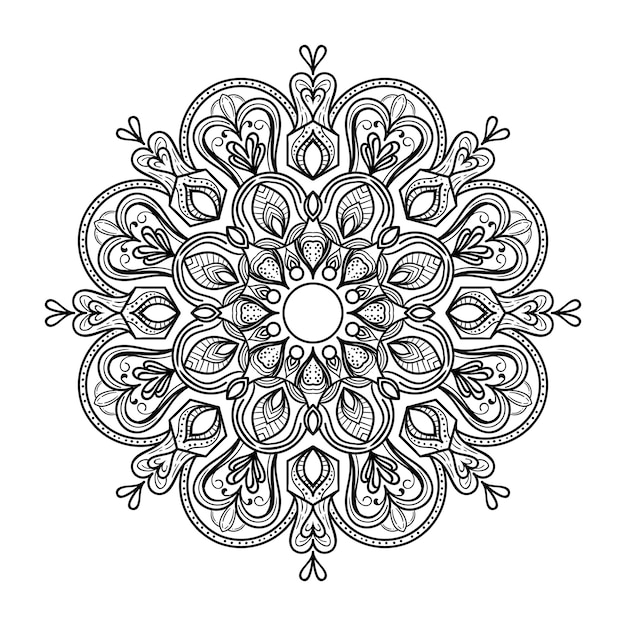 Résumé D'art Style De Mandala Noir Et Blanc