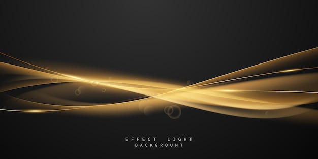 Résumé belle illustration vectorielle de conception d'effet de ligne de lumière dorée sur fond noir élégant