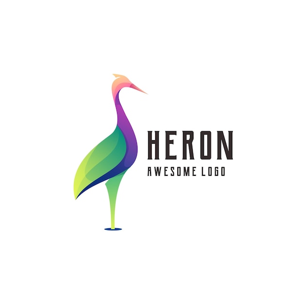 Résumé coloré d'illustration de logo de héron