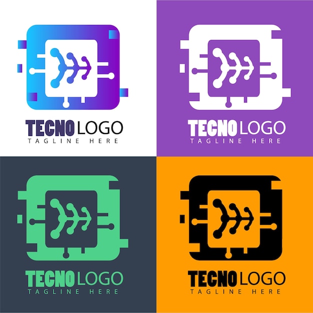 Vecteur résumé de conception de vecteur de logo créatif avec style technologique et couleur de dégradé. équipe vectorielle premium