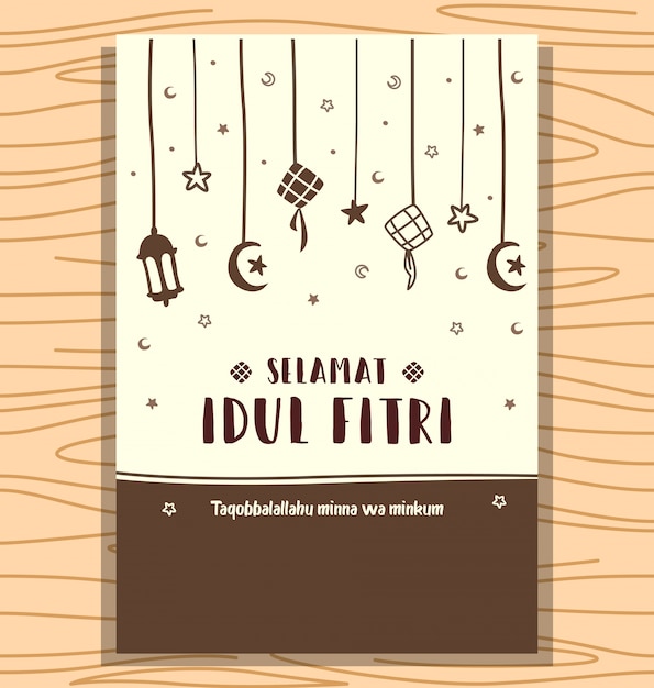 Résumé Dessiné à La Main Selamat Idul Fitri Eid Fond