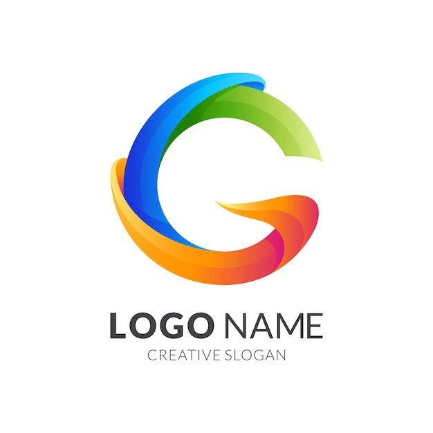 Résumé du logo lettre G avec style coloré 3d